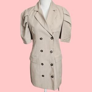 NWT Women's Short Puff Sleeve Double Breasted  Dress Sz Small